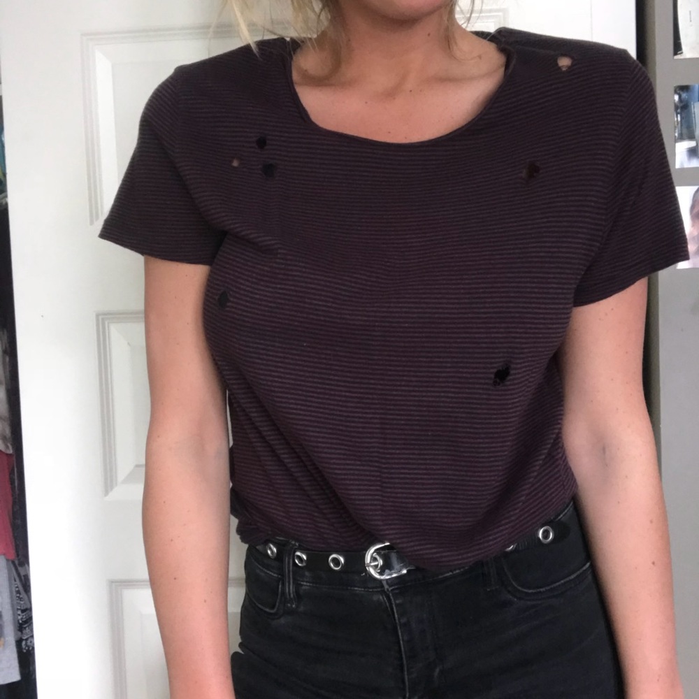 Distressed Striped H&M Tee -S